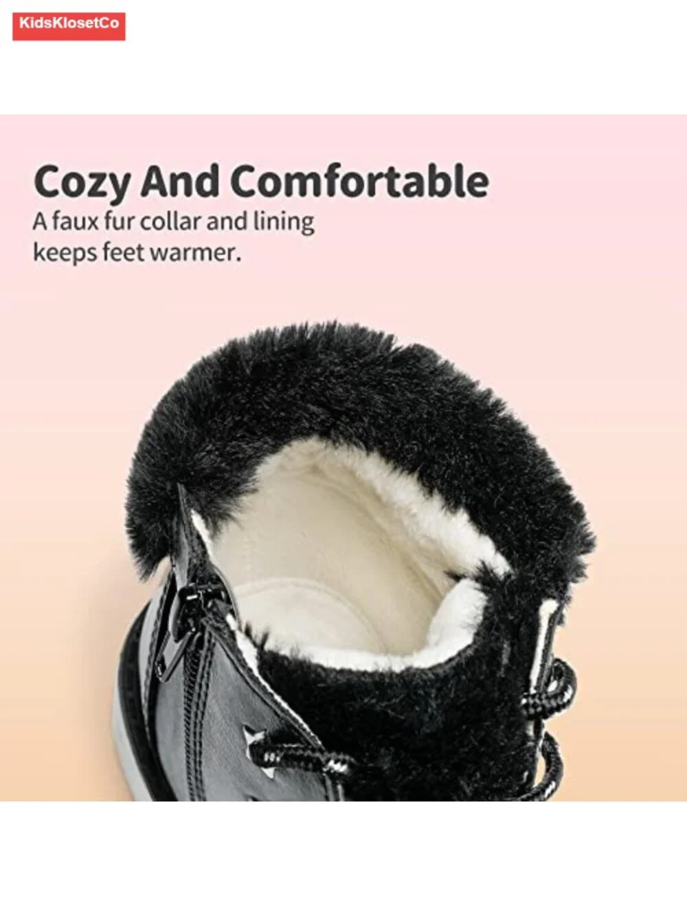 Girls Faux Fur Ankle Boots Lace Up Winter Booties